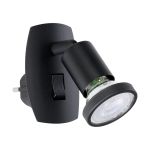 Eglo Wandlamp Parrini Lamp met Stekker Zwart 4.5W 345lm - 830 Warm Wit | IP20 - Incl. 1x GU10